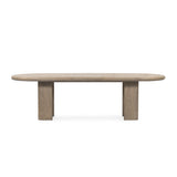 The rounded edges of this Jaylen Extension Dining Table - Yucca Oak are so dreamy. Made from solid oak with an oak veneer, this both a kid friendly and beautiful table to add to any dining room or kitchen area! The extension piece allows entertainment perfect for a few friends or the whole family!   Overall Dimensions: 87.00"w x 42.00"d x 30.00"h