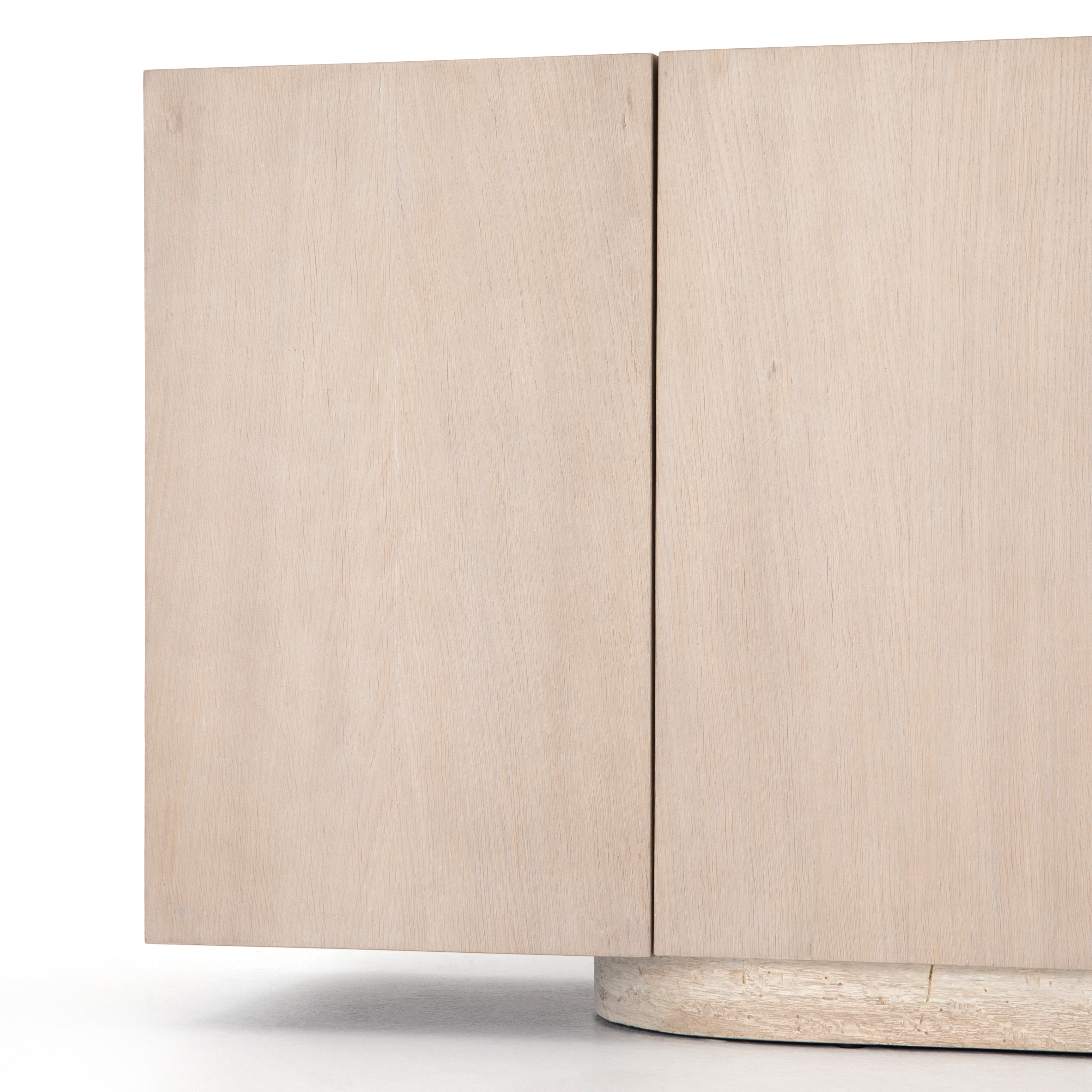 We love the asymmetic look of this Liv Sideboard - Pale Oak Veneer.  Push-latch doors open to partitioned spaces offering plenty of interior storage with removable adjustable shelves, plus rear cutouts for cord management.  Overall Dimensions: 74.00"w x 17.50"d x 31.00"h