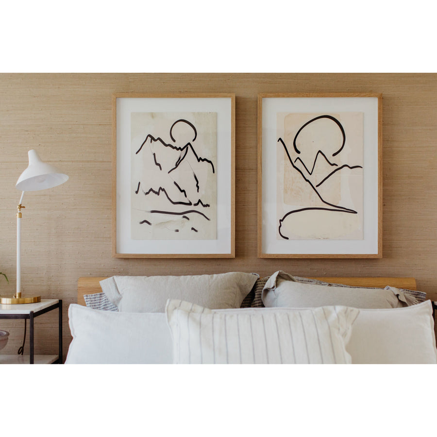 We love the clean contrast Mountain High III Art bings to a space. Original rendering by Bangkok-based art house Coup D'Esprit, this is framed within vertical grain white oak for a museum-quality look.  Compete the look with Mountain High I, II, & IV!