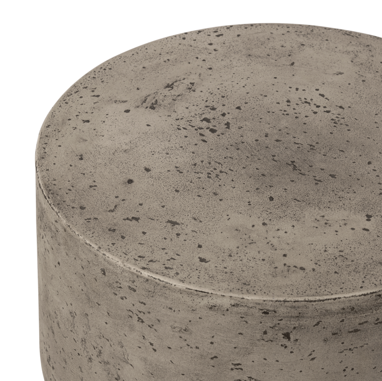 Made from solid concrete, this Nahla Outdoor End Table - Graphite is both sturdy and durable. Perfect for layering in as a sturdy extra surface, indoors or out. Distressing will vary slightly from piece to piece, given concrete's organic nature. Cover or store inside during inclement weather and when not in use.  Overall Dimensions: 15.75"w x 15.75"d x 17.75"h