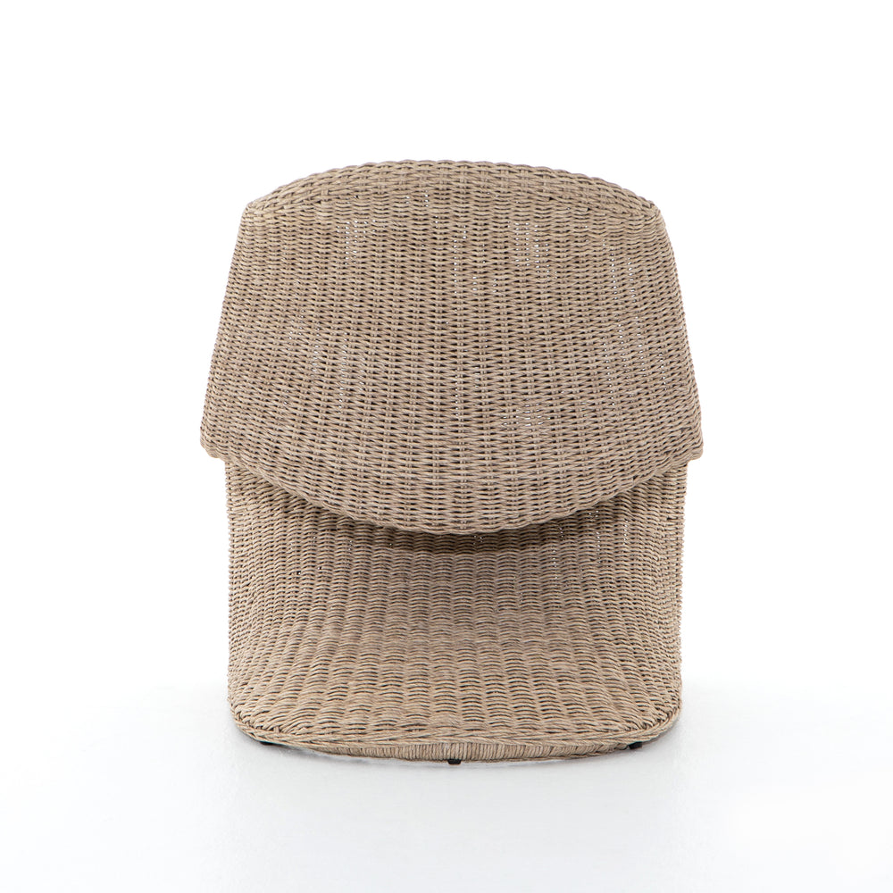 Featuring Portia Outdoor Occasional Chair - Vintage White by Four Hands at Amethyst Home. This Portia Outdoor Occasional Chair - Vintage White features a unique shape for comfortable seating. Finished in a vintage white, all-weather wicker makes this the perfect chair for indoors or out.
Cover or store inside during inclement weather and when not in use.  Amethyst Home provides interior design, new home construction design consulting, vintage area rugs, and lighting in the Laguna Beach metro area.