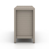 Take outdoor storage to the next level with this Sonoma Outdoor Sideboard - Weathered Grey. Finished in a weathered grey, solid FSC-certified teak forms a modern-minded sideboard, with slatted fronts for a light, linear look. Cover or store indoors during inclement weather and when not in use.  Overall Dimensions: 70.00"w x 18.00"d x 30.00"h