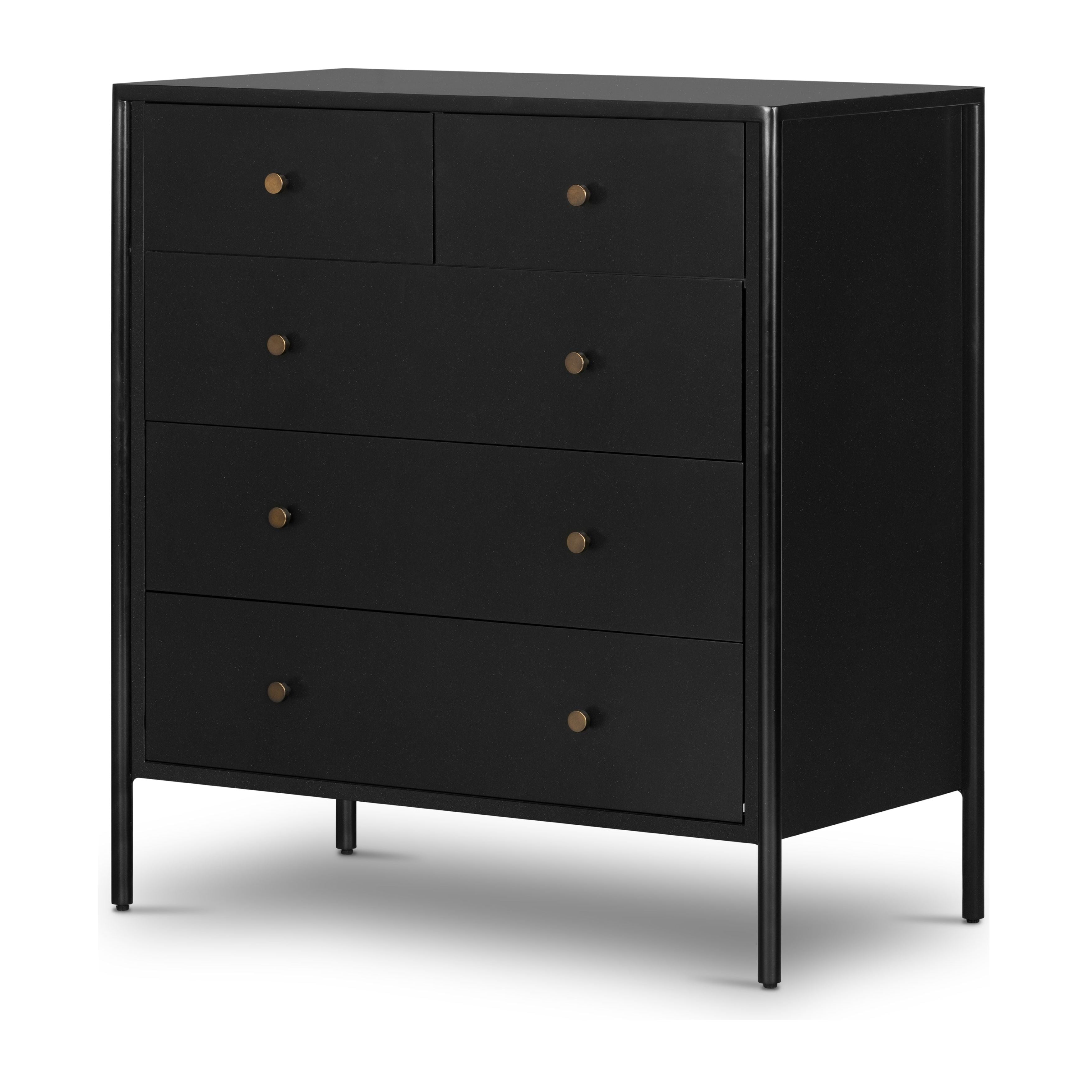 black 5 drawer dresser Signature DESIGN BY ASHLEY Finch 29.88 in. Chest of Drawers EB3392-245 Each of the five spacious drawers is fastened with a chic gold finished pull handle that lends a warm metallic accent Kendall - 5-Drawer Bedroom Chest