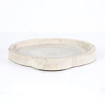 This Tadeo Round Tray - Ivory is made from reclaimed wood and has a gorgeous organic, earthy feel. Whether it's placed on your coffee table or in your kitchen, this will be your new favorite tray!  Amethyst Home celebrates natural materials, which often comes with beautiful imperfections. Each piece is made uniquely for you, please expect some variation and character. We embrace the design approach of Wabi Sabi!  Overall Dimensions: 23.50"w x 19.75"d x 1.75"h Colors: Ivory Materials: Solid Reclaimed Wood