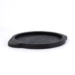 This Tadeo Round Tray - Black is made from reclaimed wood and has a gorgeous organic, earthy feel. Whether it's placed on your coffee table or in your kitchen, this will be your new favorite tray!  Amethyst Home celebrates natural materials, which often comes with beautiful imperfections. Each piece is made uniquely for you, please expect some variation and character. We embrace the design approach of Wabi Sabi!  Overall Dimensions: 23.50"w x 19.75"d x 1.75"h Colors: Black Materials: Solid Reclaimed Wood