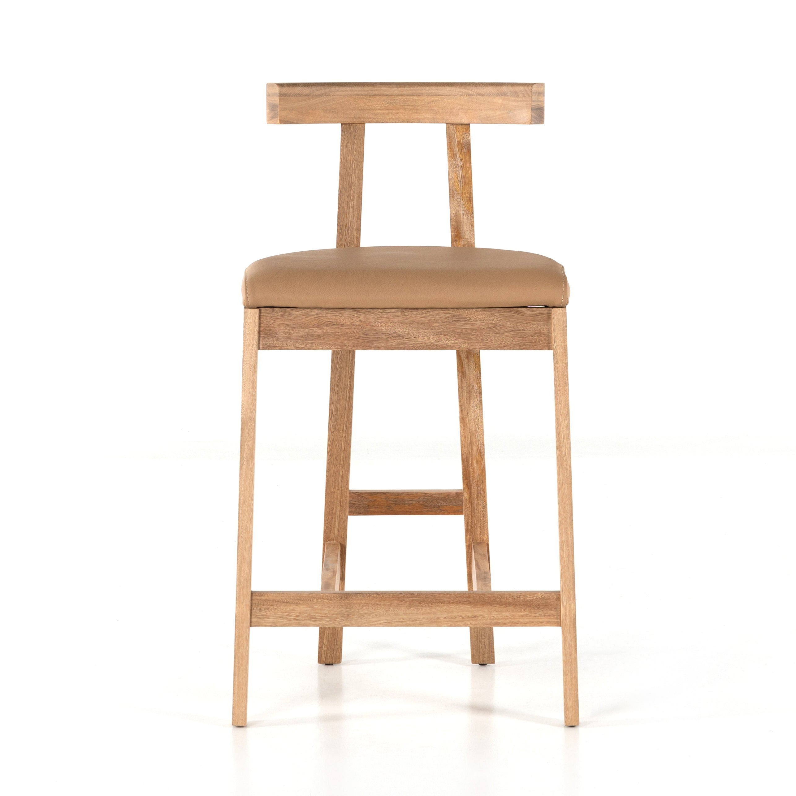Solid Rosa Morada forms a T-shape frame on this Tex Bar + Counter Stool. The light tan top-grain leather seating is so comfy -- a perfectly sized stool for your kitchen island or bar area. 