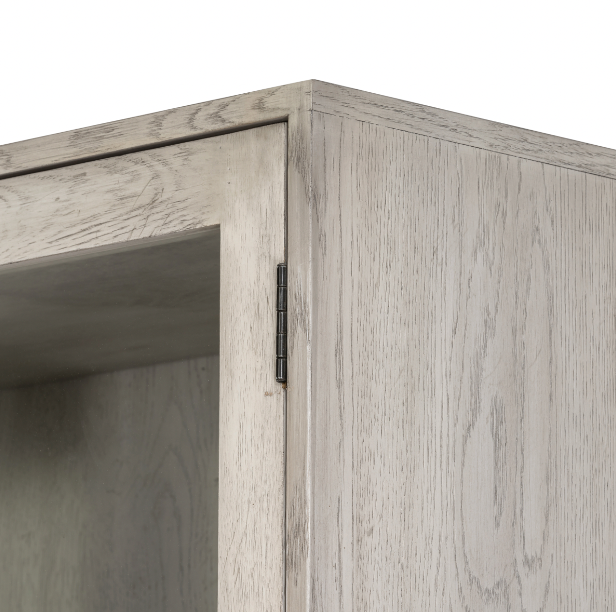 With two drawer tops of Italian white marble adding an unforeseen pop of sophistication, this Viggo Cabinet - Vintage White Oak is a must have piece. Glass doors open to generous storage space for books, dinnerware, clothing, and more.  Overall Dimensions: 40.00"w x 17.00"d x 78.00"h