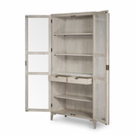With two drawer tops of Italian white marble adding an unforeseen pop of sophistication, this Viggo Cabinet - Vintage White Oak is a must have piece. Glass doors open to generous storage space for books, dinnerware, clothing, and more.  Overall Dimensions: 40.00"w x 17.00"d x 78.00"h