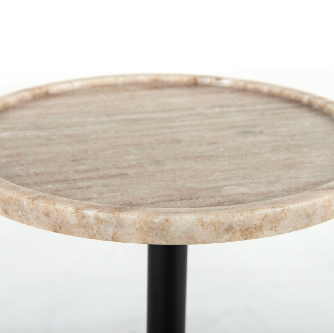 We love the abstract design of this Viola Accent Table - Antique White Marble. Made from solid marble, things brings an elegant feel to any space.   Overall Dimensions: 10.00"w x 10.00"d x 18.75"h  Colors: Antique White Marble, Dark Kettle Black Materials: Solid Marble, Iron