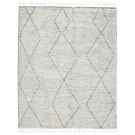 Inspired by textiles from the Tullu region in Morocco, the Alpine brings texture and versatility to both global and modern spaces. Crafted of natural wool, the hand-knotted Ammil rug features a plush, ridged feel and an asymmetrical trellis design in cream and black tones.  Hand-Knotted 100% Wool ALP03 Alpine Ammil Rug