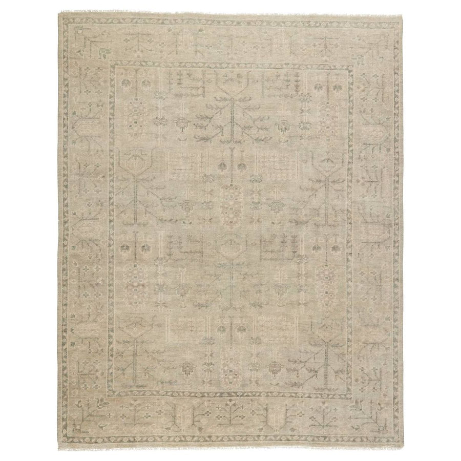 This Jaipur Living Salinas Ginerva Seedpearl Area Rug, or SLN16, punctuated by traditional, intricate details and a soft, hand-knotted wool construction. The neutral Ginerva rug makes a transitional statement with green-gray and cream hues and vintage motifs. This durable, artisan-made rug boasts a distressed look for an Old World vibe in contemporary spaces.