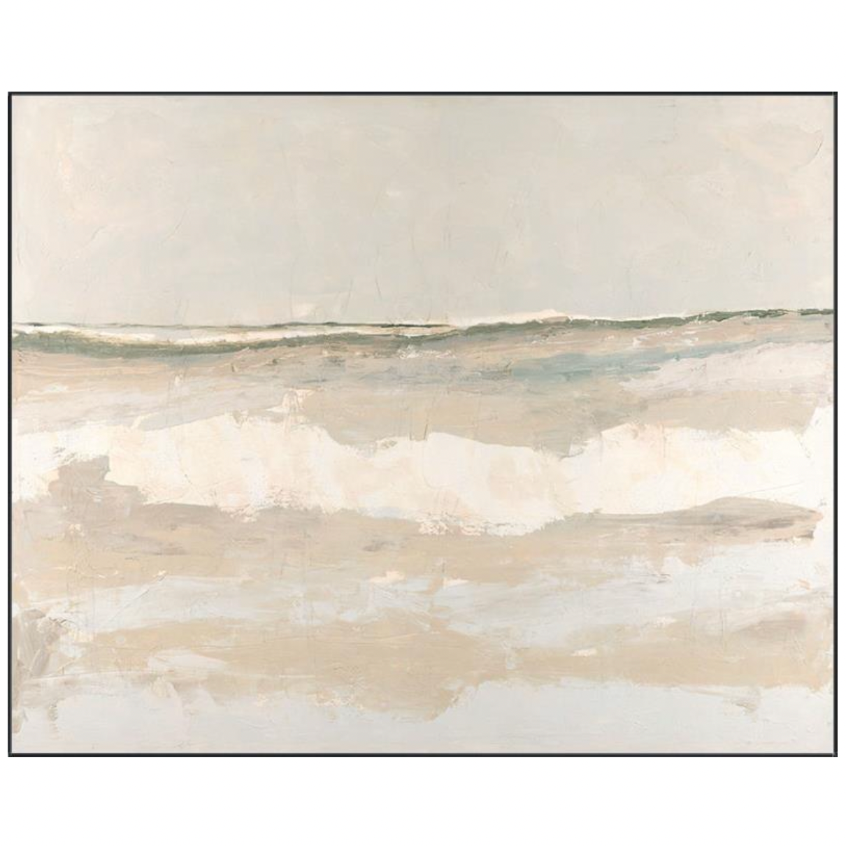 Painted on linen, the Navarre Morning on Linen Art is a soft, muted dream. Hang above your console table or behind the sofa to create a peaceful, coastal feel.   Product Type: Linen Art Finish: Linen with Hand Embilishment Size: 50 x 40 without frame