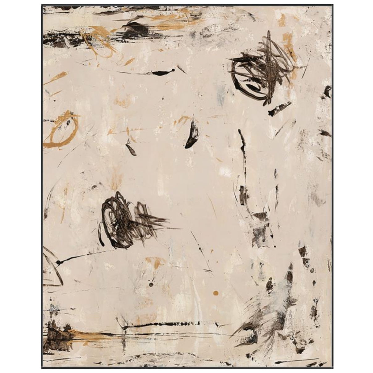 We love the muted colors found in this Ordinary World II Art. An abstract piece to add to any entryway, living room, or other area.   Artist: Van Garret Product Type: Natural Canvas Art Finish: Natural Canvas with Hand Embellishment Size: 40 x 50 without frame