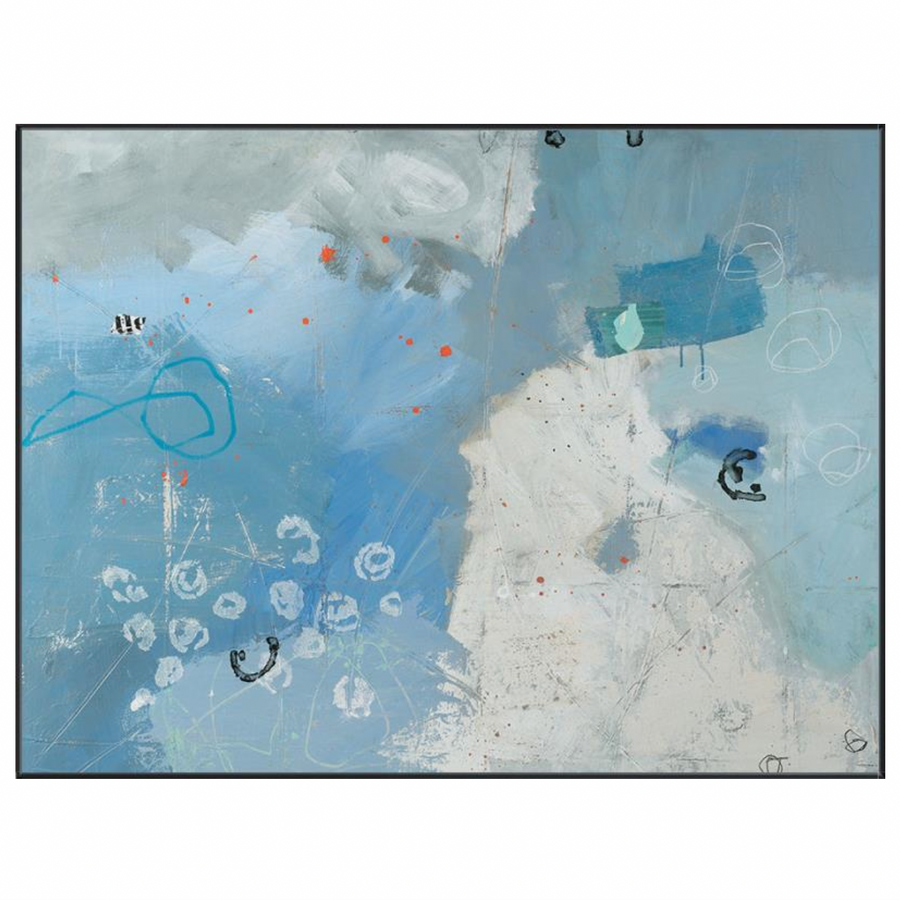 We the pop of color found in this Waterscape Framed Art. Hang in your entryway, living room, or other area to create some meaningful conversation.   Product Type: Giclee Finish: Hand Embellishment Texture Size: 40"w x 30"h without frame