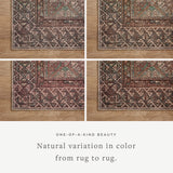Touting richly saturated colors and a distressed pattern, the Billie Collection captures the look of a well-worn antique rug at a remarkable value. Reminiscent of one-of-a-kind rugs, this Amber Lewis x Loloi collection features random variations in color that render no two pieces exactly alike, creating up to 30% variance in color. BIL-04 AL Aqua / Rust