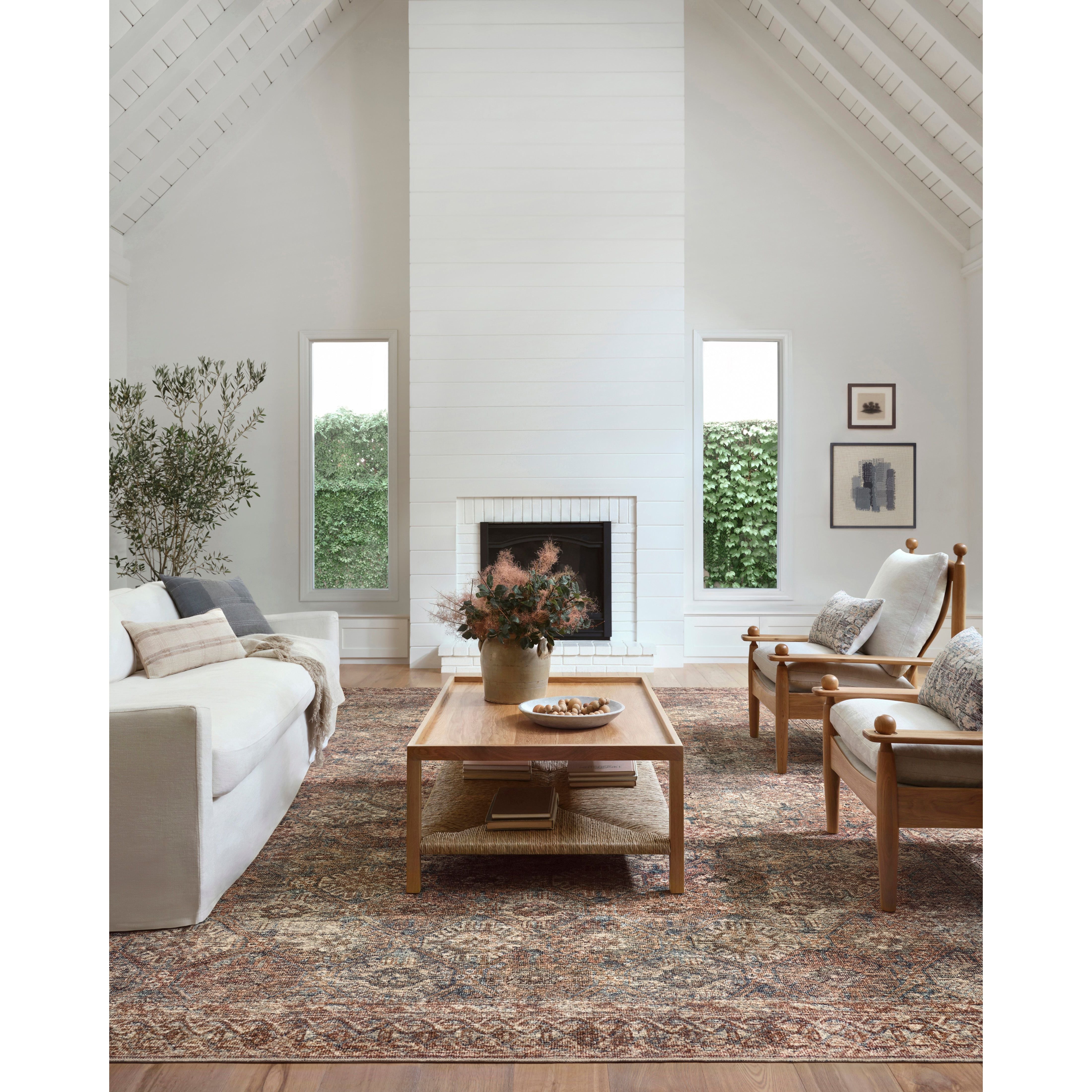 Featuring Billie Amber Lewis x Loloi Aqua / Rust Rug by Loloi at Amethyst Home. Touting richly saturated colors and a distressed pattern, the Billie Collection captures the look of a well-worn antique rug at a remarkable value. Reminiscent of one-of-a-kind rugs, this Amber Lewis x Loloi collection features random variations in color that render no two piec.  Amethyst Home provides interior design, new home construction design consulting, vintage area rugs, and lighting in the Calabasas metro area.