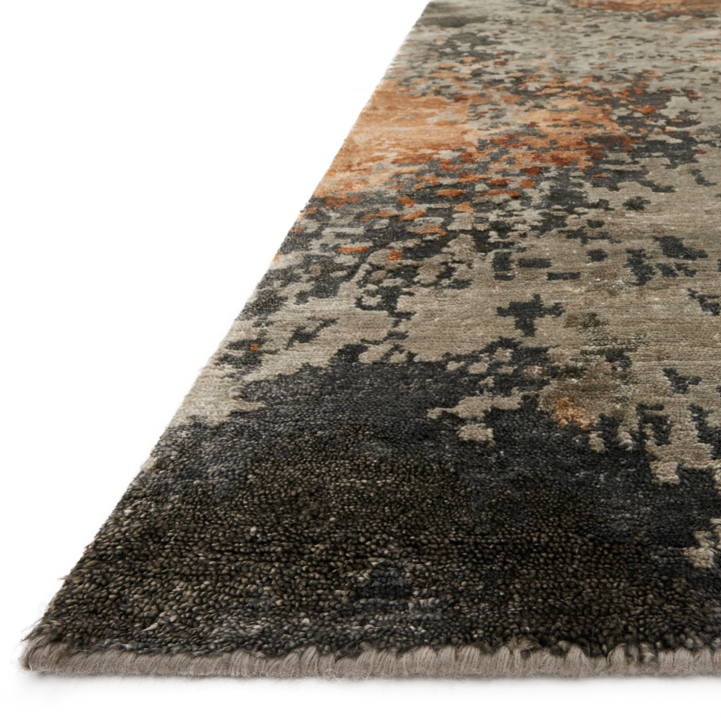 Inspired by stunning rock and canyon landscapes, the Elixir Collection transports rooms to beautiful topographies. The fluid designs are hand-knotted in India of 100% hand-spun viscose from bamboo, ensuring a refined shine and long-lasting quality to the collection.  Hand-Knotted 100% Viscose EH-07 Copper / Graphite
