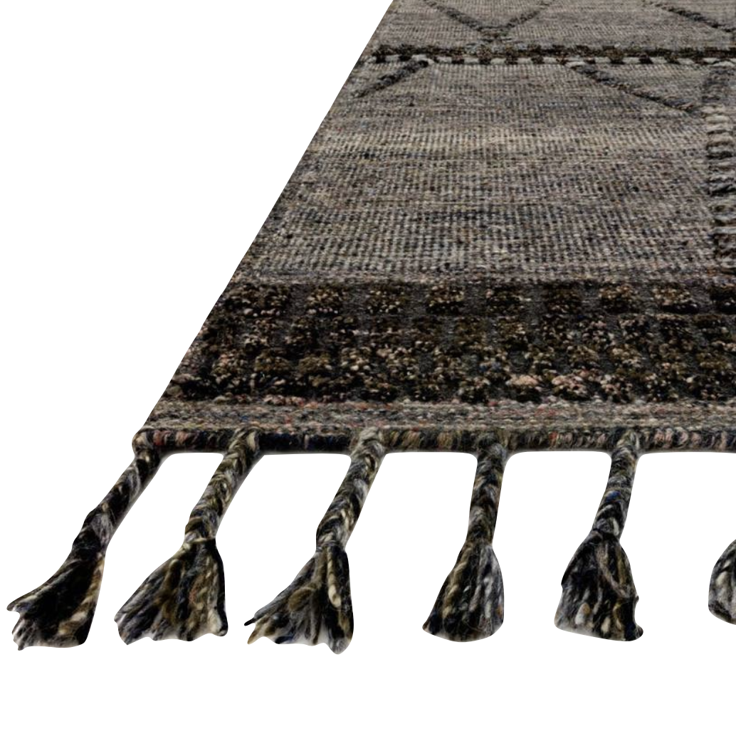 A new take on Moroccan style rugs, the Iman Collection is hand-knotted of 100% wool pile by skilled artisans in India. The surface features linear and braided details, creating tonal variations that make each piece unique. Plus, each design is finished with playful fringe.  Hand Knotted 100% Wool Pile IMA-04 Grey / Multi