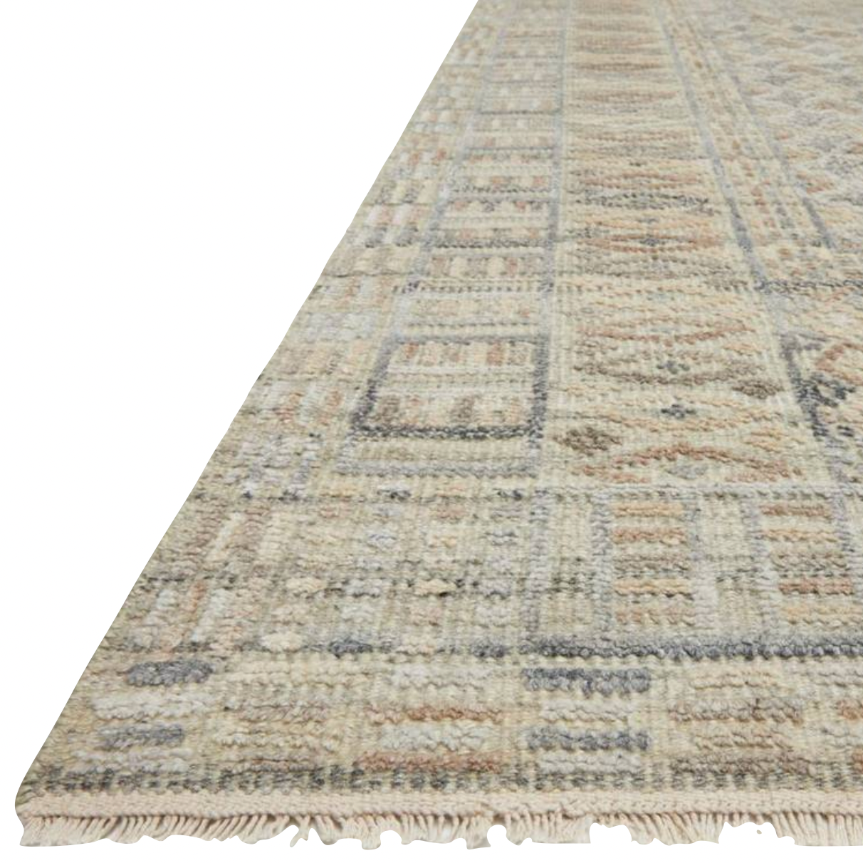 Timeless yet modern, the Nola Sand / Beige Area Rug is hand-knotted in India of viscose, cotton, wool and other fibers. The tonal collection showcases an elevated texture, accentuating the pattern in every piece.  Hand Knotted 66% Viscose | 25% Wool | 7% Cotton | 2% Other Fiber Pile NOL-03 Sand / Beige