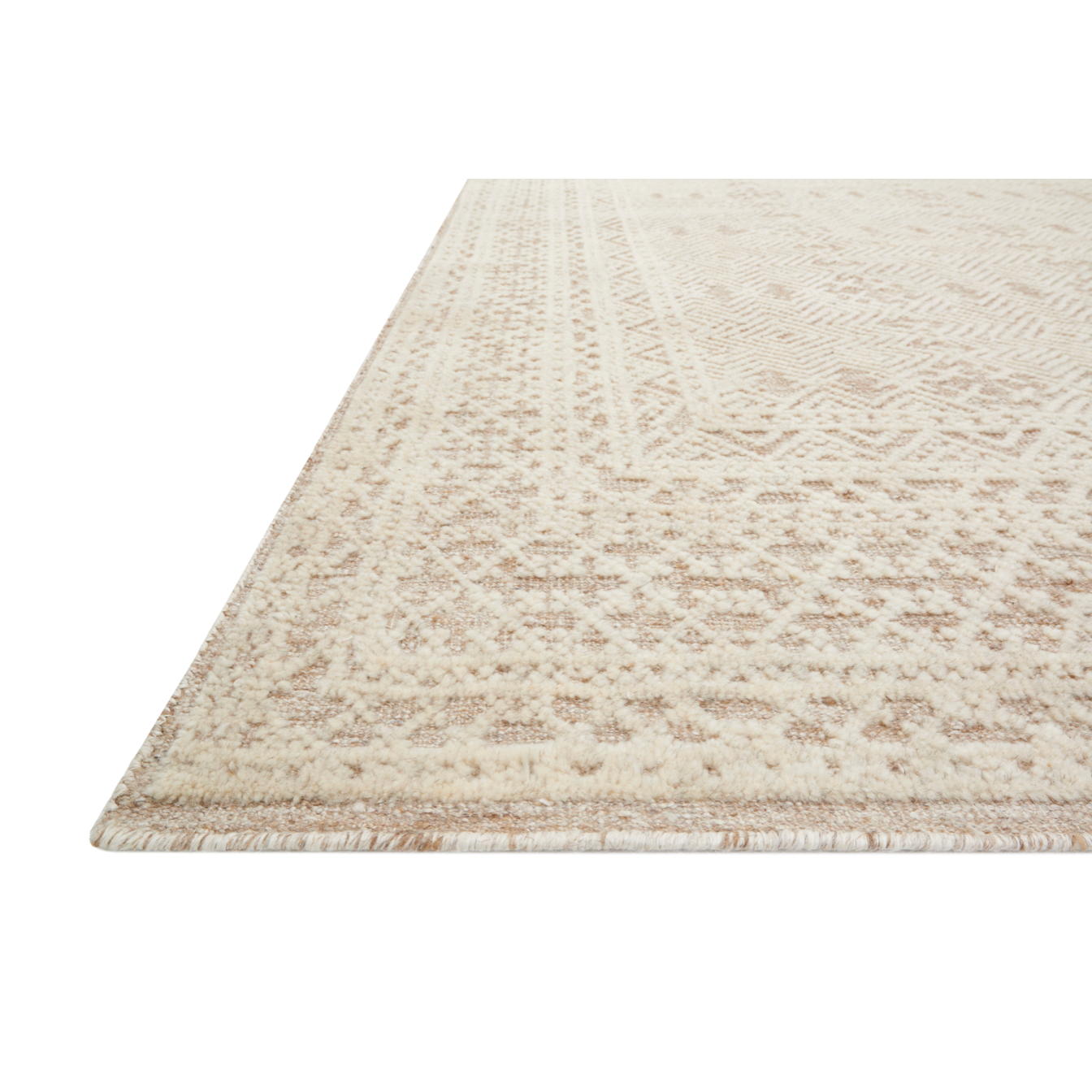 The Origin Oatmeal / Ivory area rug from Loloi is hand-knotted by skilled artisans and offers a richly textured surface with pronounced visual depth. You will love this rug because the rug is:  Cozy and soft texture Very easy to clean and maintain Comes in big area rug sizes and as cute smaller sizes Perfect for a living room, bedroom, or dining room Gorgeous intricate pattern and patina to warm up any room