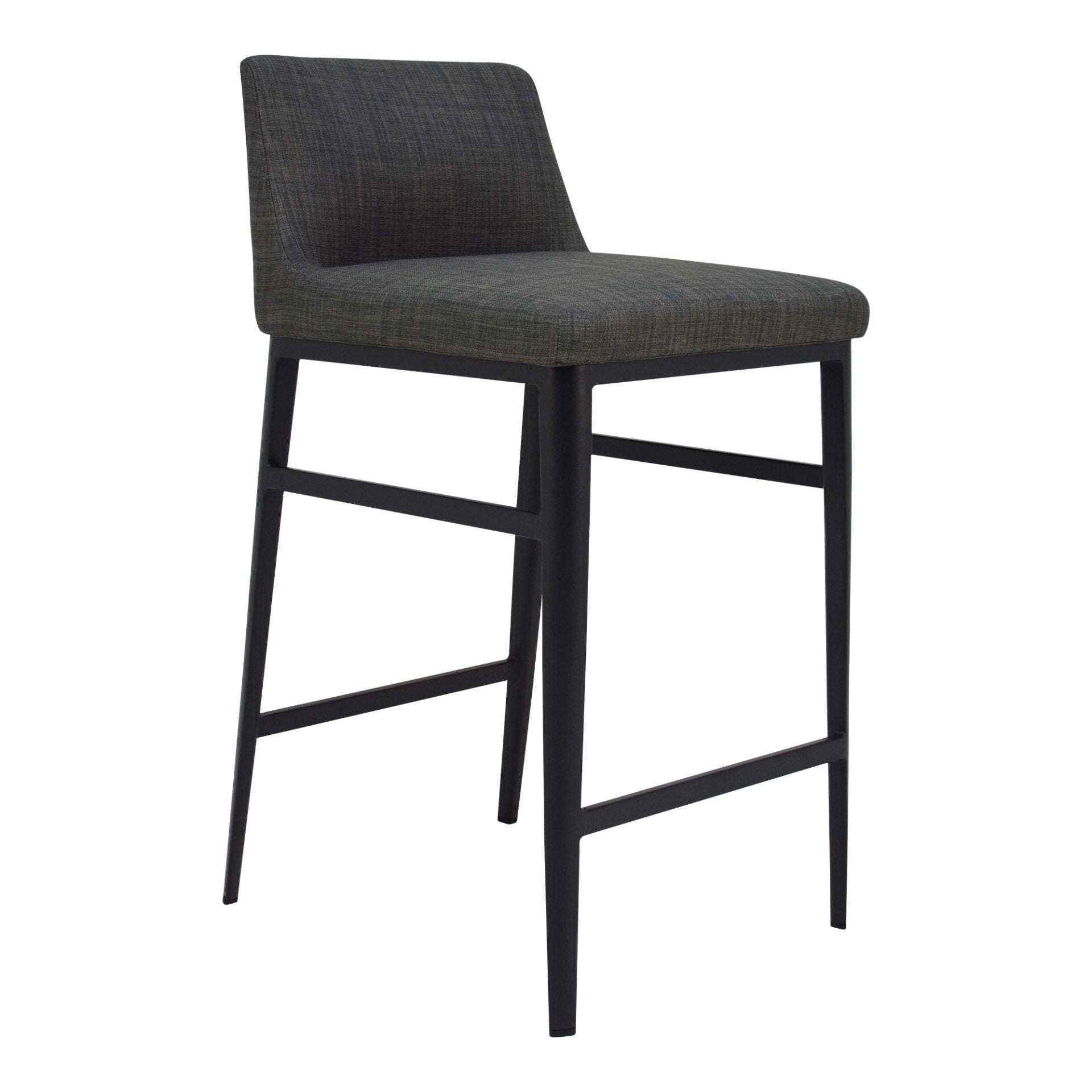 The low-backed profile of the Baron Counter + Bar Stool - Charcoal gives a stylish and compact aesthetic. The charcoal-grey mix upholstery adds texture and sophistication to your dining or kitchen space.