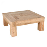 Formed from solid reclaimed oak, the Evander Coffee Table features wild grains and knots, producing a unique surface alongside its modern, blocked construction. We'd love to see this featured in your living room, lounge area, or others space!  Dimensions: 39.5"W x 39.5"D x 16.5"H  Materials:  Solid Reclaimed Oak Frame, Oak Veneer over Plywood