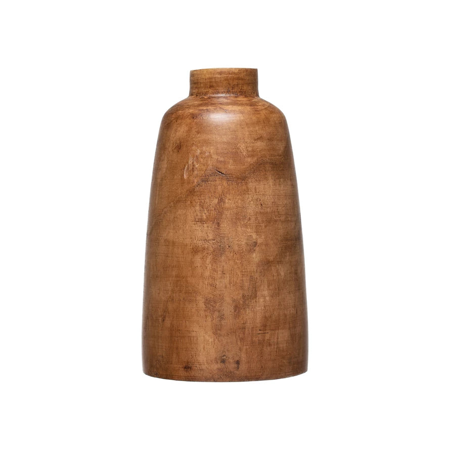 This Paulownia Walnut Vase is a beautiful way to display faux or real florals. Made out of paulownia wood, this vase has a simple brown coloring  Size: 7.75" Round x 14.25"H