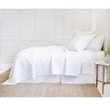 The Marseille Coverlet Bedding White by Pom Pom is luxurious and elegant with a detailed floral and diamond quilted pattern on the front made of 100% stone washed cotton velvet.   100% cotton velvet Machine wash cold; tumble dry low; warm iron as needed Do not bleach