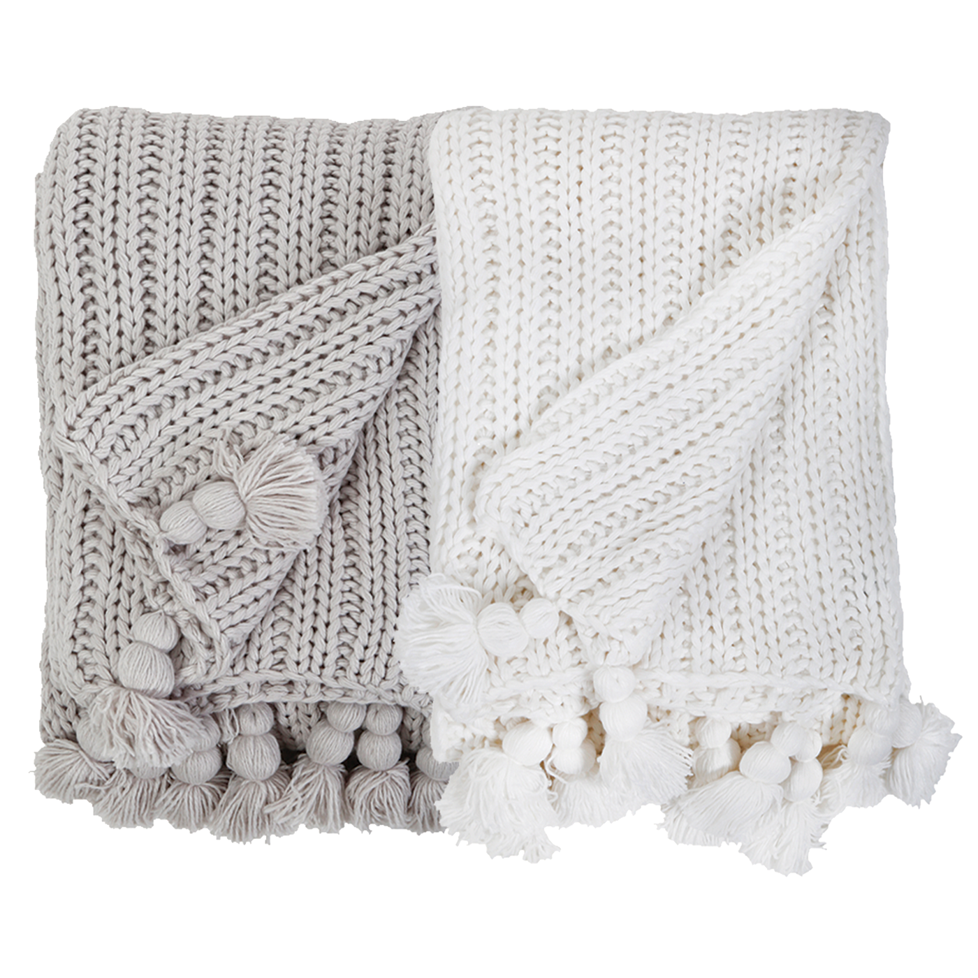 This Anacapa Oversized Throw - 2 Colors by Pom Pom at Home is a cozy chunky knit with giant soft pom poms. We'd love to see this styled on your bed or sofa.   Size: 60" x 90"