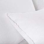 This Blair White Duvet Collection by Pom Pom at Home is youthful and casual with subtle frayed edges. Made of 100% linen, the duvet cover and shams are finished with simple tie closures.  Inserts sold separately  100% linen Machine wash cold; tumble dry low; warm iron as needed Do not bleach