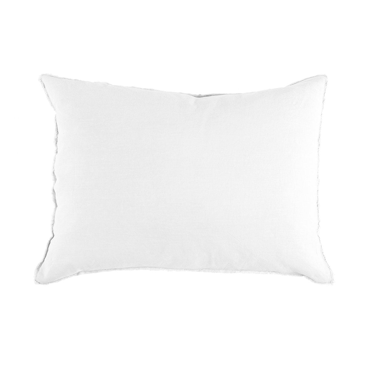 This Blair White Duvet Collection by Pom Pom at Home is youthful and casual with subtle frayed edges. Made of 100% linen, the duvet cover and shams are finished with simple tie closures.  Inserts sold separately  100% linen Machine wash cold; tumble dry low; warm iron as needed Do not bleach