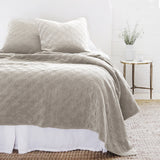 The Brussels Coverlet Bedding Taupe by Pom Pom at Home is a grand and sophisticated line that has a diamond quilted pattern on the front, made of 100% stone washed cotton velvet. Available in several soft, stone washed colors.  100% cotton velvet Machine wash cold; tumble dry low; warm iron as needed Do not bleach