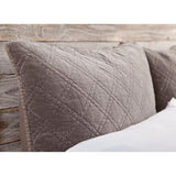 The Brussels Coverlet Bedding Walnut by Pom Pom at Home is a grand and sophisticated line that has a diamond quilted pattern on the front, made of 100% stone washed cotton velvet. Available in several soft, stone washed colors.  100% cotton velvet Machine wash cold; tumble dry low; warm iron as needed Do not bleach