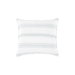The Jackson Duvet Collection White/Ocean by Pom Pom at Home is a very casual and clean line. It features a series of ocean subtle stripes on white that create a simple and fresh look.  Its duvet cover and shams are finished with tie closures.   Inserts sold separately 100% linen Machine wash cold; tumble dry low; warm iron as needed Do not bleach