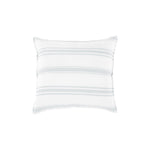 The Jackson Duvet Collection White/Ocean by Pom Pom at Home is a very casual and clean line. It features a series of ocean subtle stripes on white that create a simple and fresh look.  Its duvet cover and shams are finished with tie closures.   Inserts sold separately 100% linen Machine wash cold; tumble dry low; warm iron as needed Do not bleach