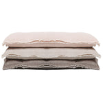 The Laurel Blush 14x40 Pillow with Insert is a beautiful, stonewashed linen with frayed edges.   Details & Care: 100% Linen  Machine Wash cold: tumble dry low: warm iron as needed. Insert Included 