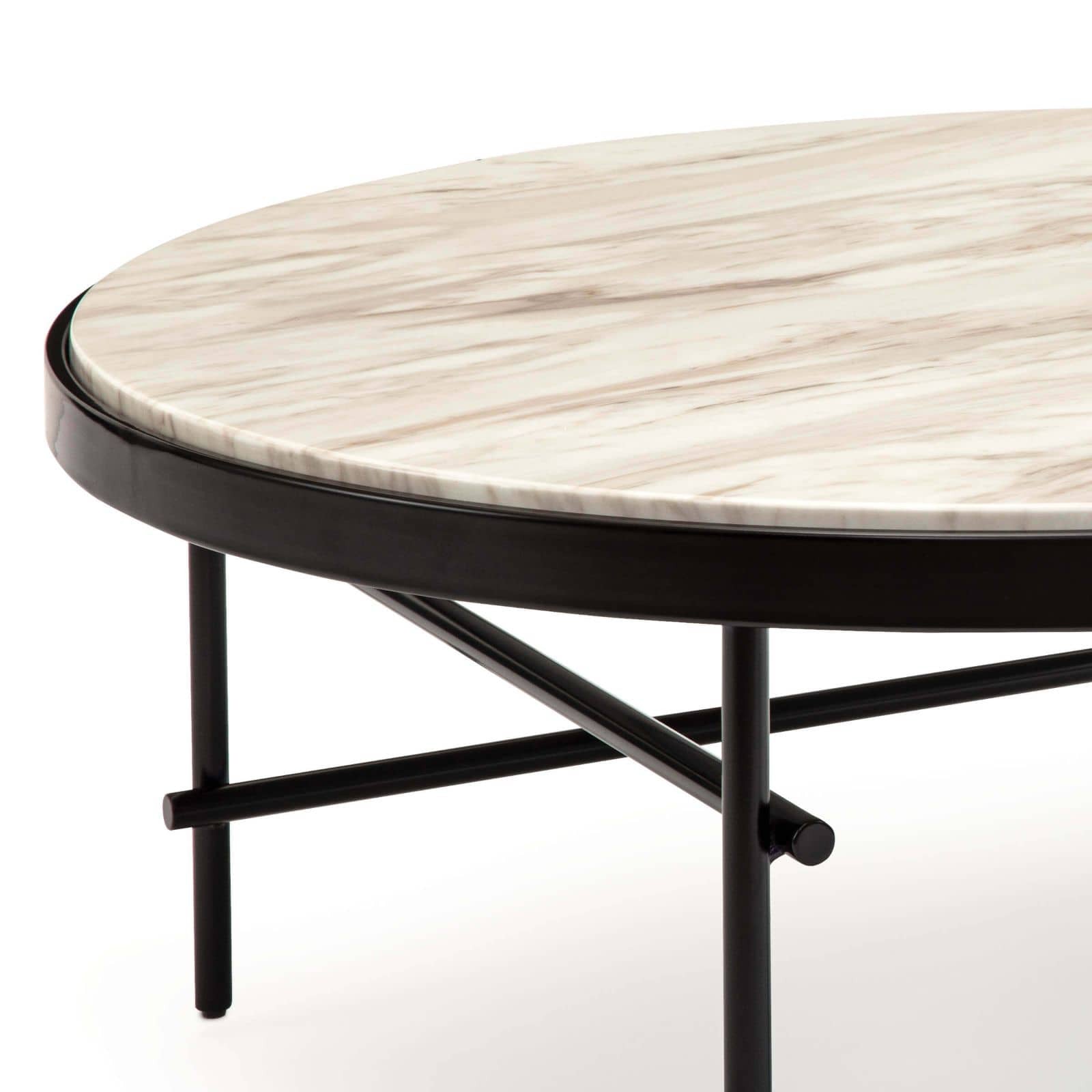 We love the creamy marble top matched with the blacked iron frame on this Cesario Coffee Table. A sophisticated, modern piece to add to your living room or lounge area.    Overall size: 39"w x 39"d x 16"h