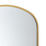 We love the arched metal frame of this Cloak Mirror. Place in your entryway, living room, or bedroom and bring a sleek, sophisticated look to the space!     Overall Size: 26"w x 0.75"d x 30"h