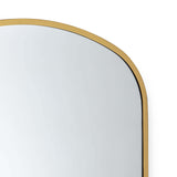 We love the arched metal frame of this Cloak Mirror. Place in your entryway, living room, or bedroom and bring a sleek, sophisticated look to the space!     Overall Size: 26"w x 0.75"d x 30"h
