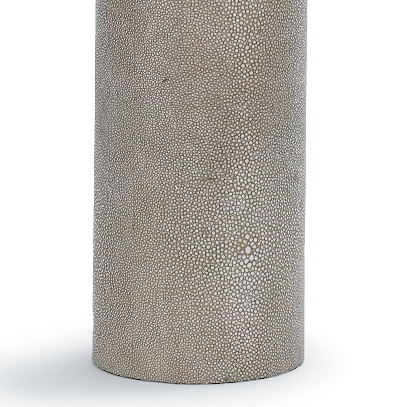 Boasting a fabric drum shade atop a column base with a faux shagreen facade, the Harlow Table Lamp radiates sophistication. We'd love to see this in your bedroom, living room, or other space.     Overall Dimensions: 15"w x 15"d x 27"h