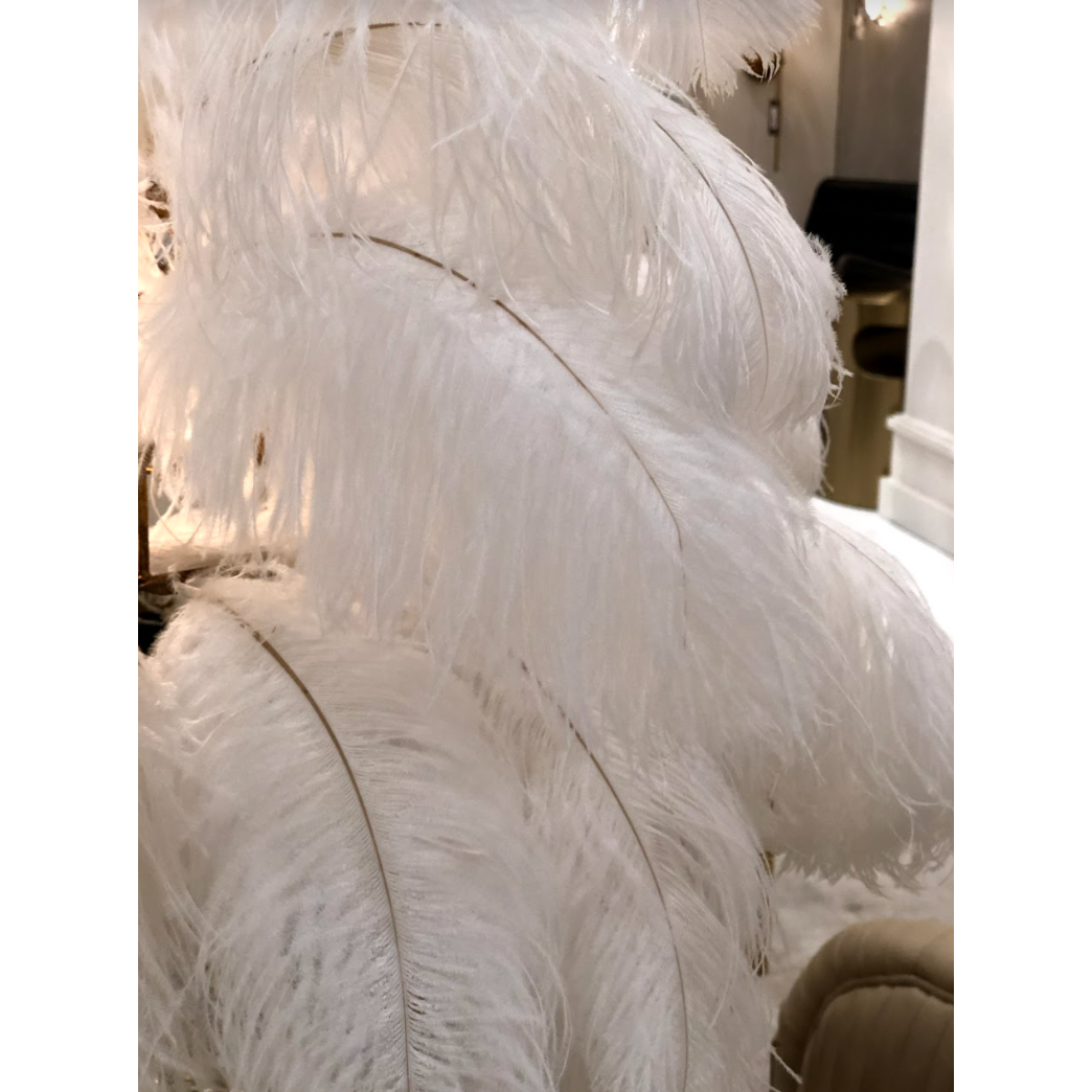 Fluffy and beautiful, this Josephine Feather Table Lamp is a statement piece for any bedroom, living room, or office area.   Size: 30"w x 30"d x 32"h 