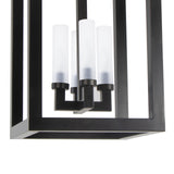 This bold Montecito Outdoor Lantern - Large showcases the architecturally inspired lines of Montecito, California's Spanish Colonial estates. The charcoal frame and frosted glass light cover provide a beautiful diffused glow -- the perfect addition to your outdoor lighting-scape or inside area.   Dimensions: 27.5"h x 16"w x 16"d