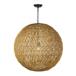 With a relaxed, Cali-cool vibe, the Seaside Pendant Large adds natural texture to any interior design. Thin jute is wrapped atop a natural-toned, metal globe in a pattern intended to let light shine through and out.    Overall Dimensions: 26"w x 26"d x 30"h