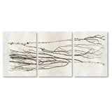 Each triptych of gorgeous birch branches is comprised of three panels with a black frame on natural paper. Where applicable, trilogies are signed on the corner so that they can be hung either vertically or horizontally. Orientation for signatures and hangers will follow the images on the left.  Framed size per panel: 24 x 31.5 Overall size*: 31.5 x 74 * Overall size includes three panels with one inch of spacing in between 