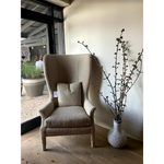 Noella Tall Wing Chair in Kenzo - Oatmeal Fabric. 