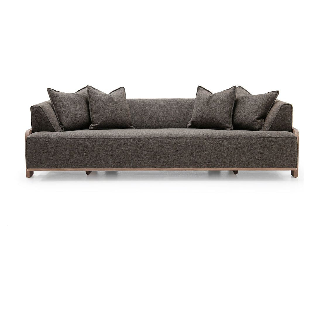We love the exposed wood on the Rowan Sofa Family by Verellen. A comfortable, lasting sofa to have the family gathered together for years to come! This is made with a sustainably harvested hardwood frame and 8-way hand-tied seat construction.