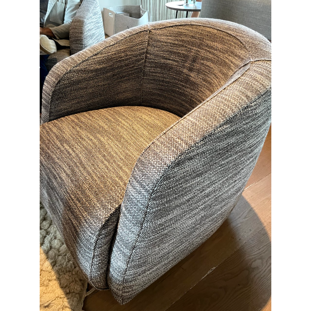 We love the comfortable way your arms just relax on the thoughtful curves of this Theo Club Chair by Verellen furniture!  As shown in our favorite cozy fabric.  The Theo Occasional Chair is bench-crafted with a sustainably harvested hardwood frame.  A firm, yet comfortable, tight seat available in a stationary club chair or as a swivel!