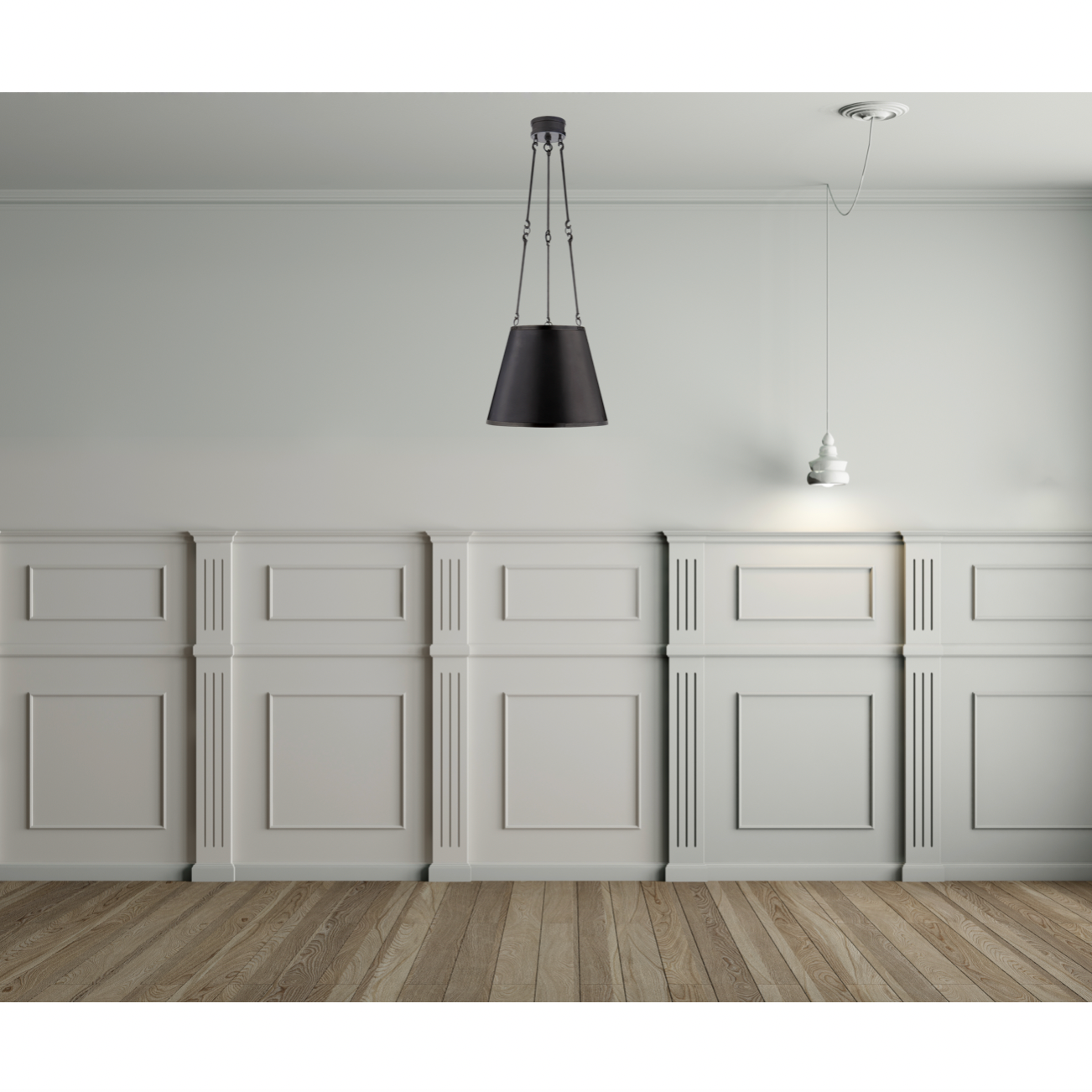 Featuring Lily Hanging Shade by Visual Comfort at Amethyst Home. We love the clean look of this Lily Hanging Shade. A beautiful piece to hang over your kitchen island, sink, or other space! 
Overall Dimensions: 15" L x 15" W x 46" H.  Amethyst Home provides interior design, new home construction design consulting, vintage area rugs, and lighting in the Des Moines metro area.