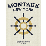 Destination: Montauk. This vintage inspired canvas art with gilded wheels is so much fun.  Size: 30"w x 40"h Medium: Raw Canvas