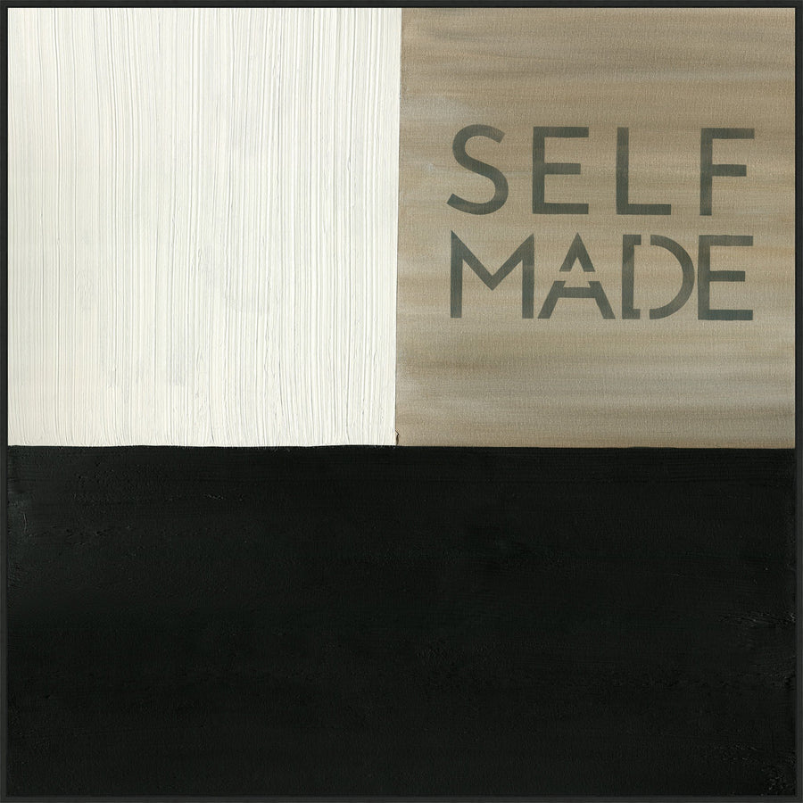 Self Made Art is a gorgeous piece of canvas art. The neutral colors give us all the minimalistic vibes and would look amazing in your office, room, or other area.   Size: 51" x 51" Medium: Framed Canvas  Each piece is made in the USA just for you! Please allow 6-8 weeks for production and delivery.